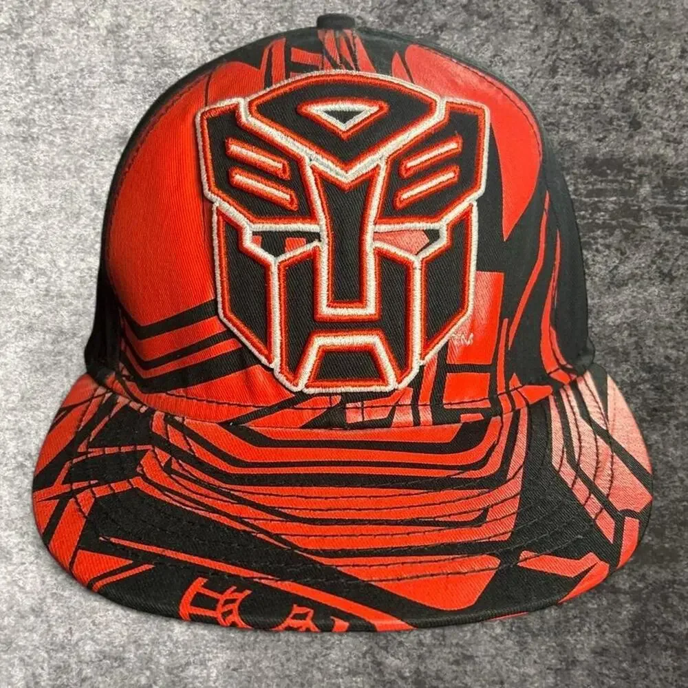 Transformers Optimus Prime Autobot Y2K Style Snapback Hat Red Black One Size